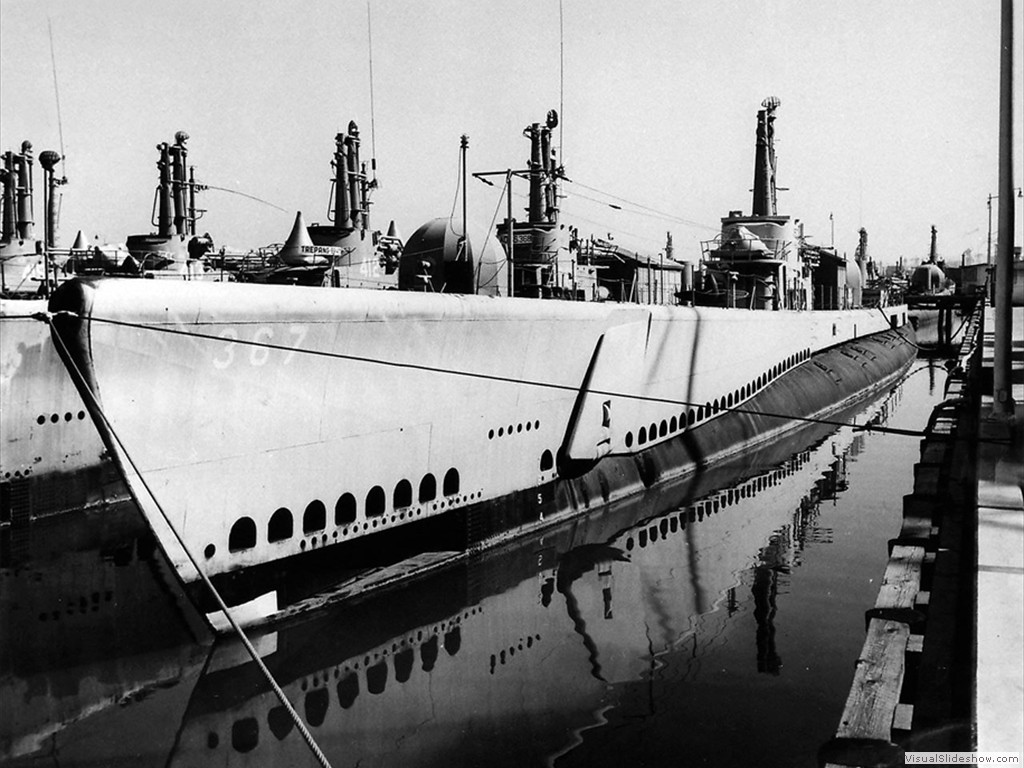 USS Icefish (SS-367) in the Mare Island Reserve Fleet on 13 October 1948